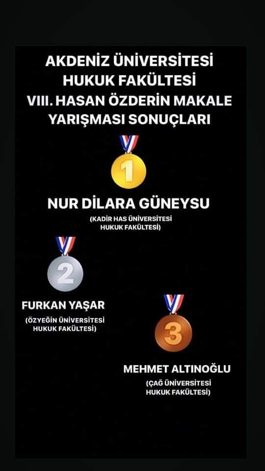 Öğrencimiz Mehmet Altınoğlu, VIII. Hasan Özderin Makale Yarışmasında 3. oldu.