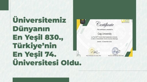 Üniversitemiz Dünyanın En Yeşil 830., Türkiye’nin En Yeşil 74. Üniversitesi Oldu.