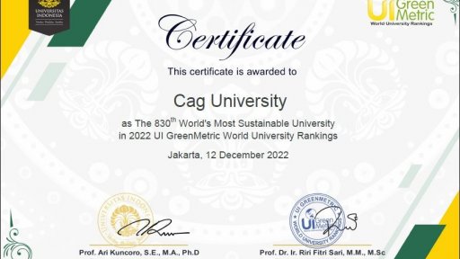 Üniversitemiz Dünyanın En Yeşil 830., Türkiye’nin En Yeşil 74. Üniversitesi Oldu.