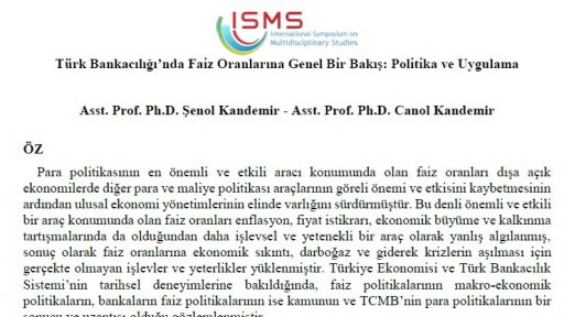 Dr. Öğretim Üyesi Şenol Kandemir, 16-17 Kasım 2018 tarihlerinde Ankara'da düzenlenen V. Uluslararası Multidisipliner Çalışmaları Sempozyumuna bildirisiyle katıldı.